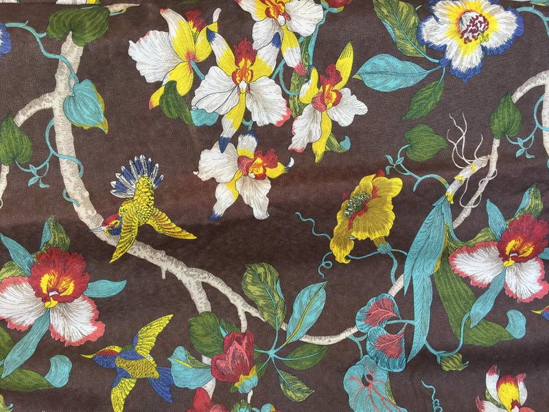OctoRose Full Size 3 Side Zipper Linen Printing Birds Brown Futon Cover Sofa DayBed Couch Mattress Slipcover (Linen-Birds-Brown, Full Size) - Image 1